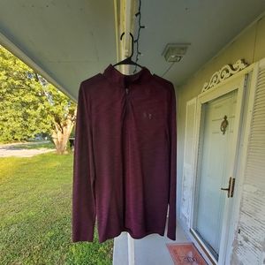 Men's Large Red Nike Long Sleeve Heat Gear  Workout Shirt With Zipper